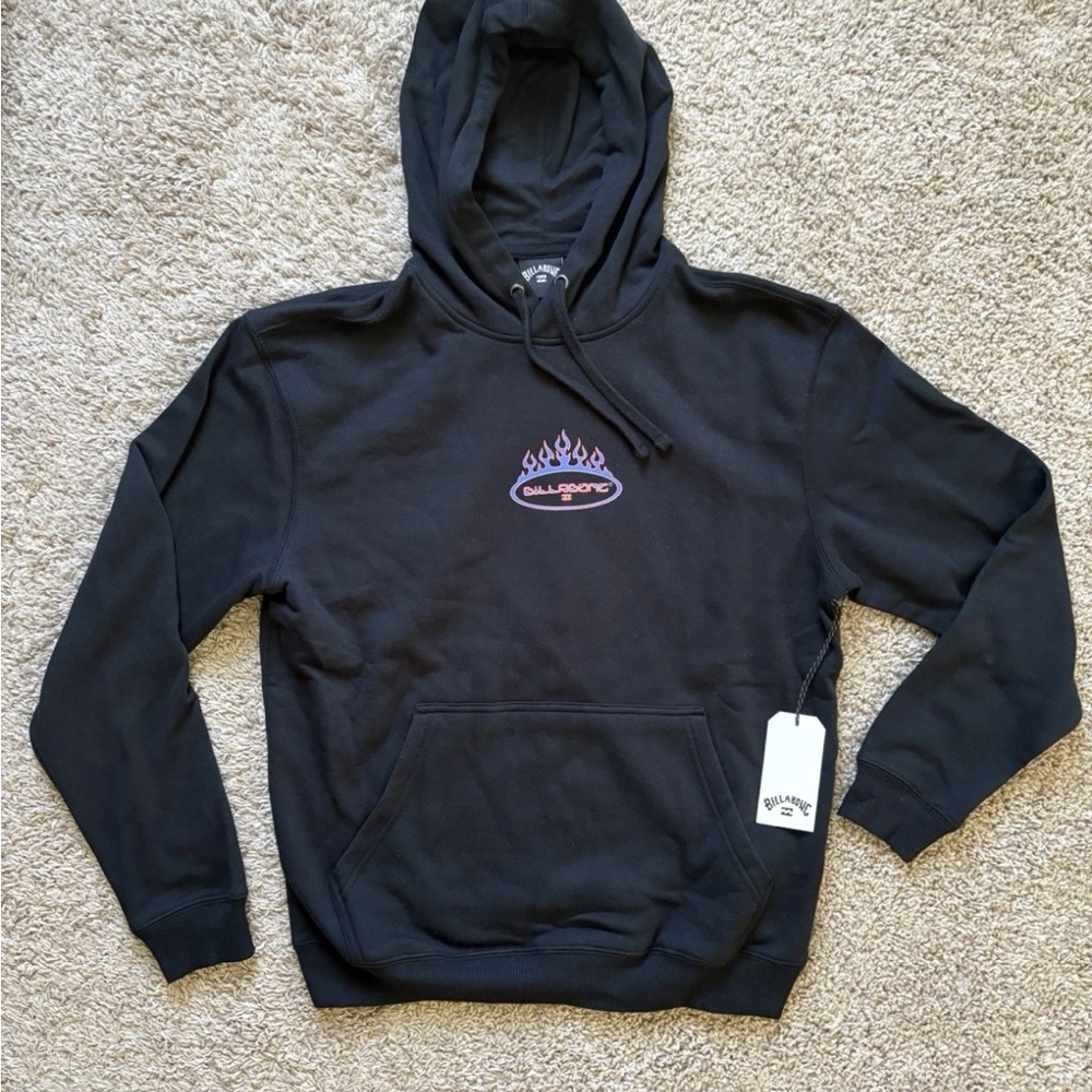 BILLABONG Y2K Men’s Black Pullover Sweater Purple Flame Early 2000's Small NWT